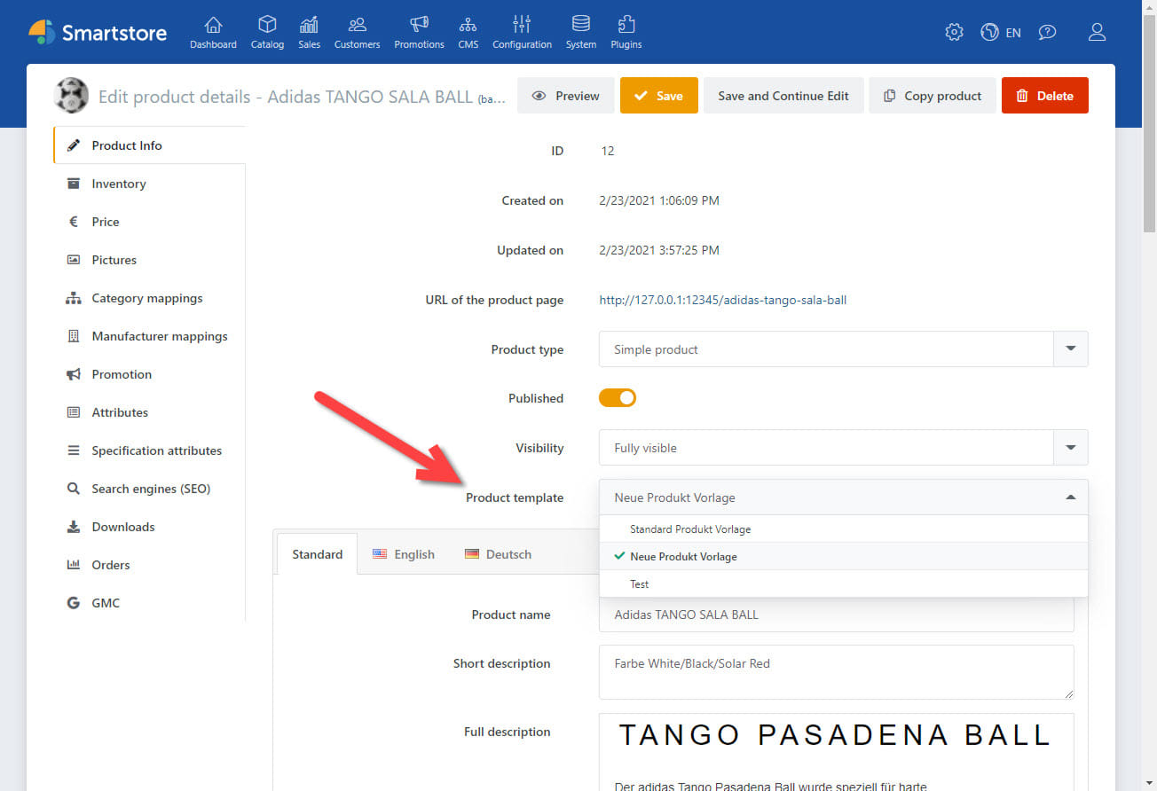 Design-Vorlage auswählen