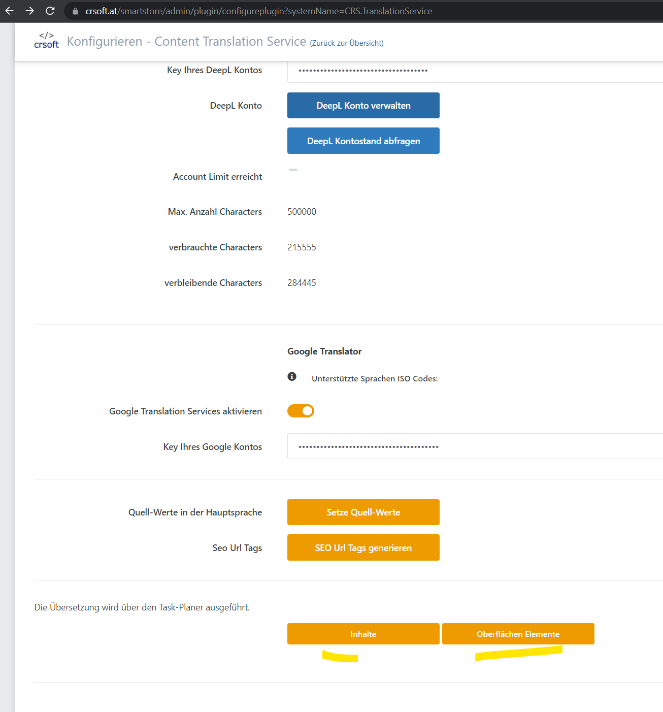 Plugin Konfiguration