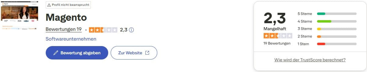Magento Trustpilot Bewertung