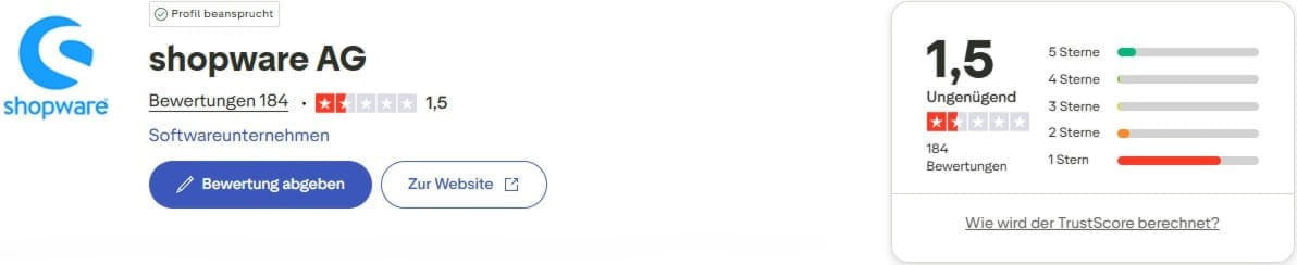 Trustpilot Bewertung Shopware