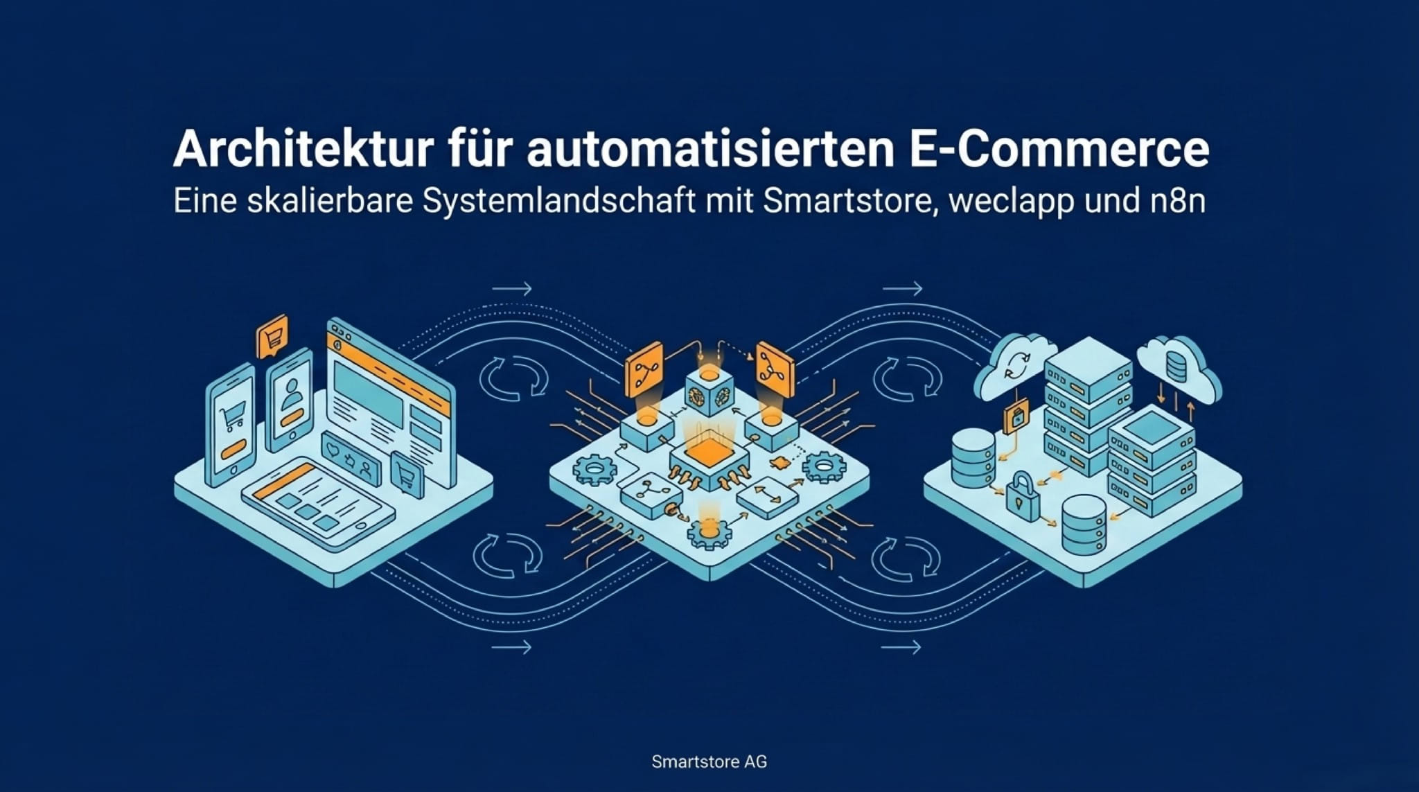 Grafik: Weclapp, n8n und Smartstore Architektur